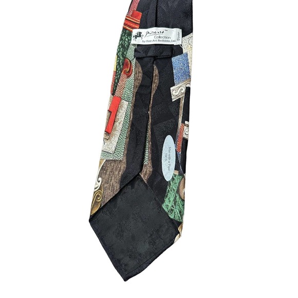 Rare• Picasso Collection Tie Handmade SILK "man with pipe" 60L Collectable - Picture 7 of 8